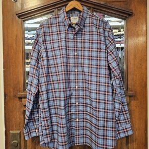 L.L. Bean Men's Plaid Button-Down Shirt in Red and Blue